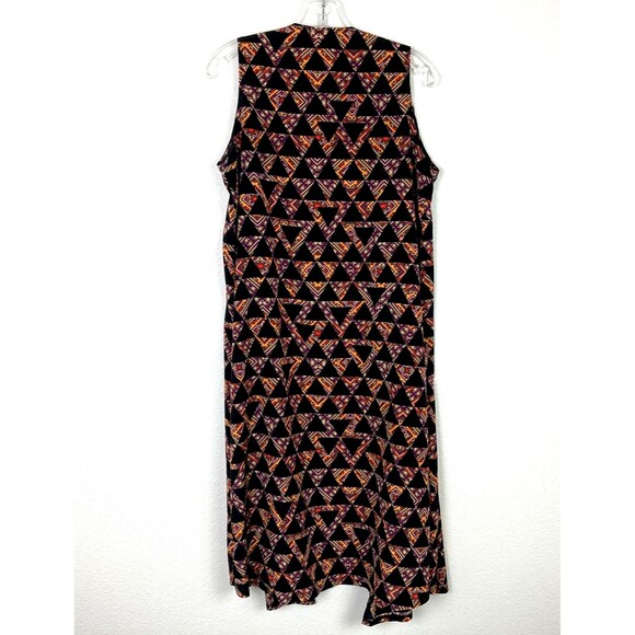 Lularoe Joy Vest Duster Size S Geometric Black Purple Side Slits Boho Artwear - Picture 6 of 6